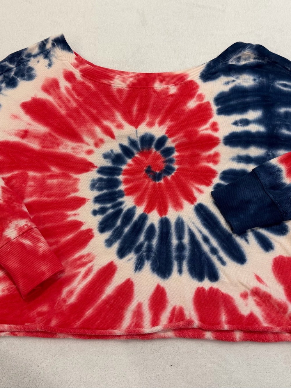 Old Navy Red, White & Blue Spiral Tie-Dye Long Sleeve Top